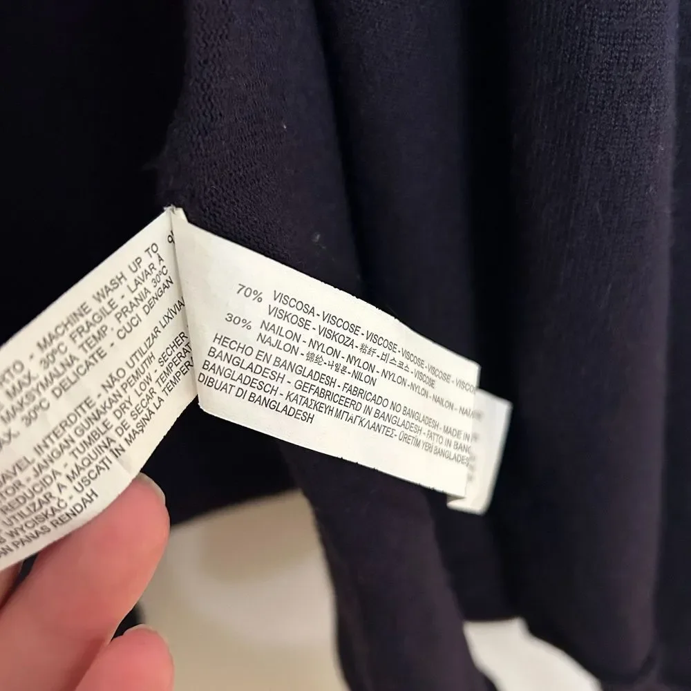 Zara Knit Navy Waterfall Open Cardigan